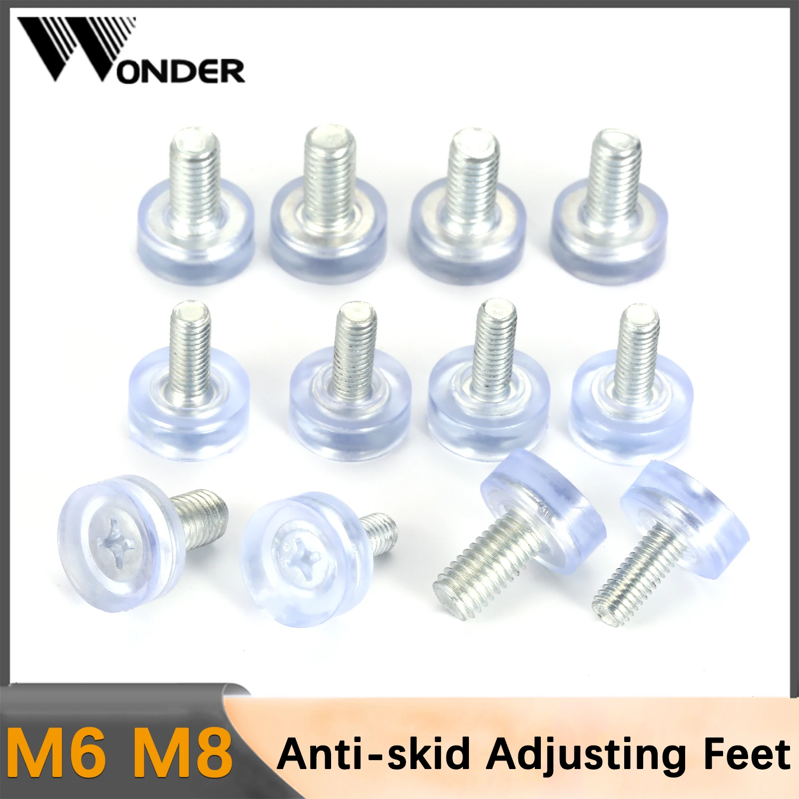 

Screw M6 M8 Furniture Glide Levelling Feet Adjustable Leveler Pads Transparent Furniture Levelers for Table Chair Leg Clear