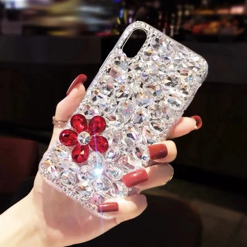 

Luxury Bling Rhinestone Diamond Flowers Case Cover For iphone 15 14 Plus 13Pro 12 Mini 11 Pro MAX XSMAX XR 7 8PLUS Glitter Cover