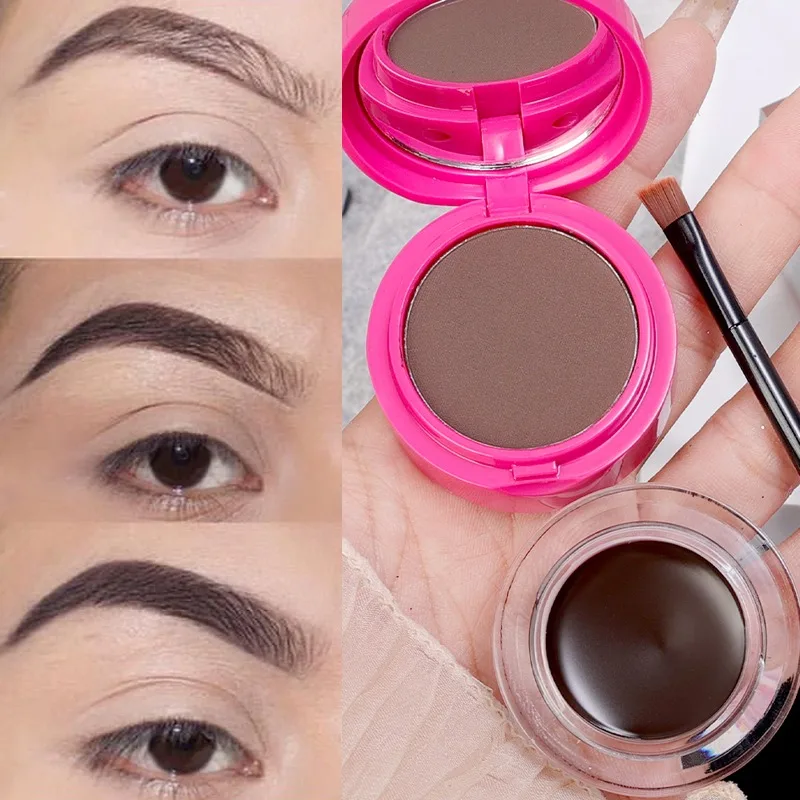 

Double Layers Matte Eyeliner Gel Eyebrow Powder Palette with Brush Waterproof 2 in 1 Contour Eyes Makeup Pigments Brow Cosmetics