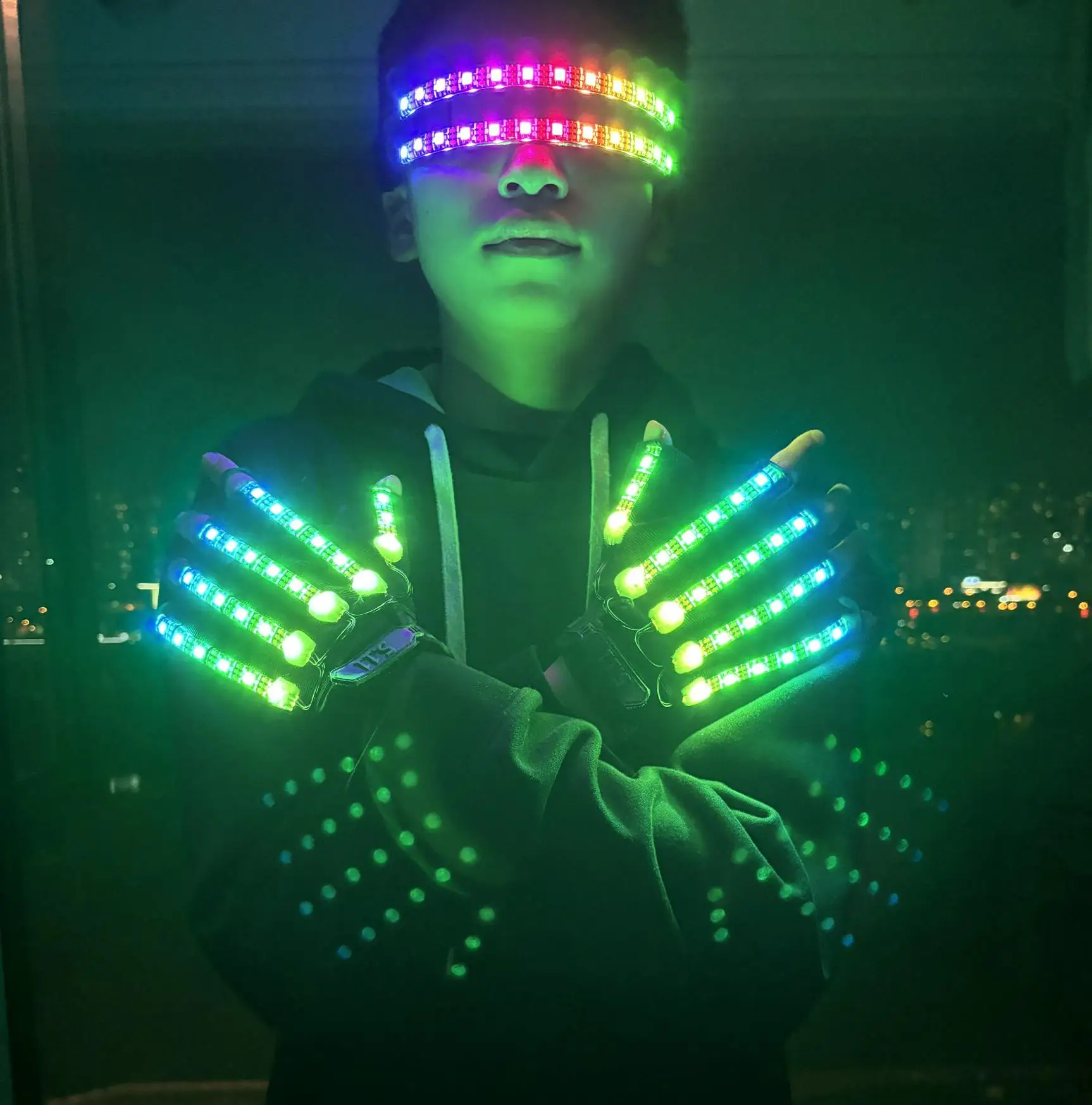 

LED Glowing Gloves and Glasses Rave Flashing Finger Lighting Glasses Party DJ Glasses Event Nightwear