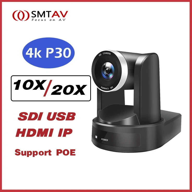 

SMTAV 4K SDI PTZ Camera 10X 12X 20X Zoom HDMI IP Live Streaming Camera Support POE Conference Camera for Church Meeting