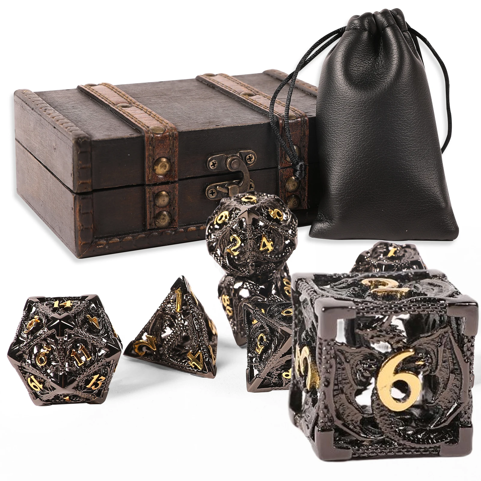 

Hollow Metal DND Dice 7Pcs Set for Dungeons and Dragons RPG Magic The Gathering,D And D Game Dice With Box D&D Accesories