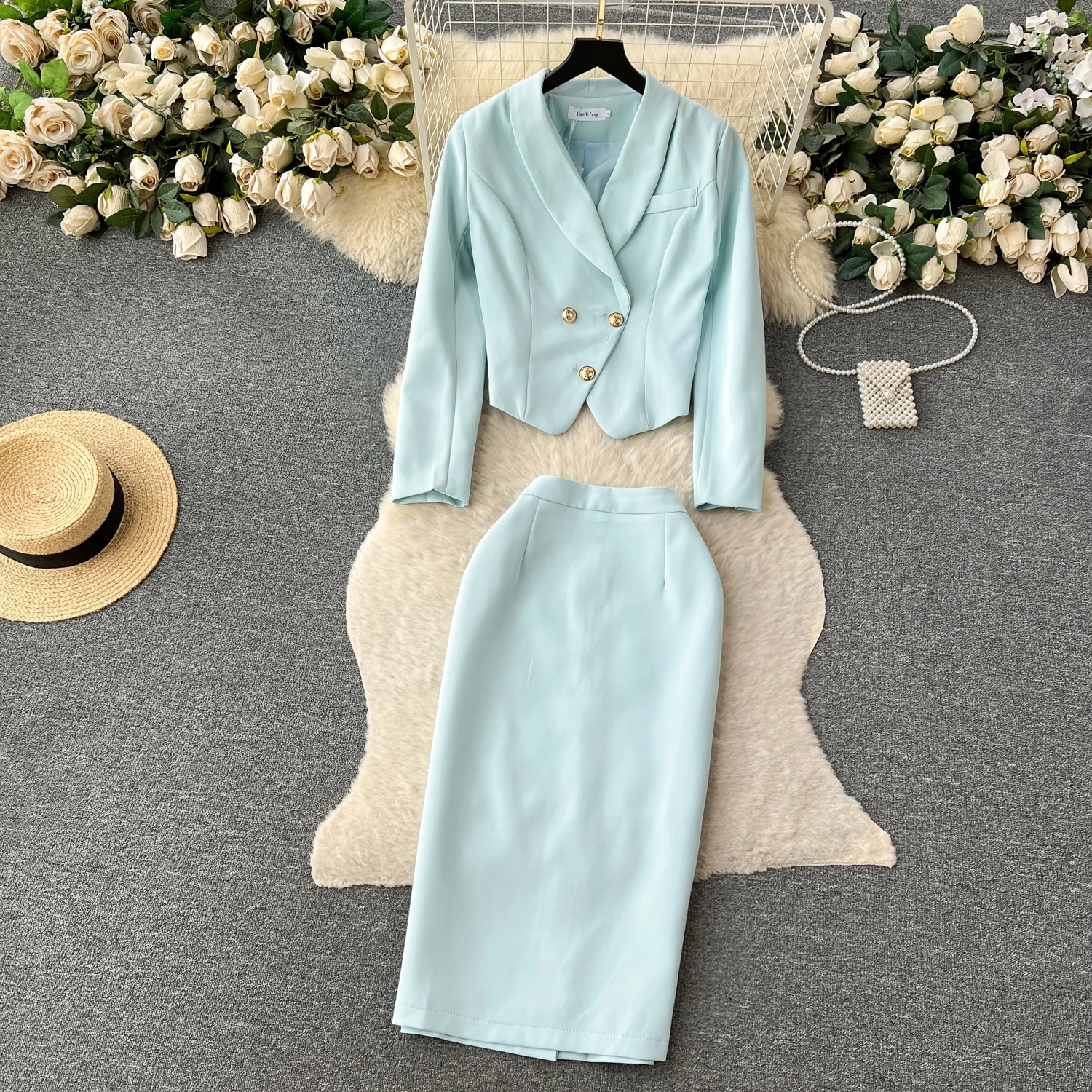 Clothland Women Elegant Blazer Skirt Suit Long Sleeve Jacket Coat Split Midi Skirts Retro Two Piece Set Mujer TA266
Clothland Women Elegant Blazer Skirt Suit Long Sleeve Jacket Coat Split Midi Skirts Retro Two Piece Set Mujer TA266