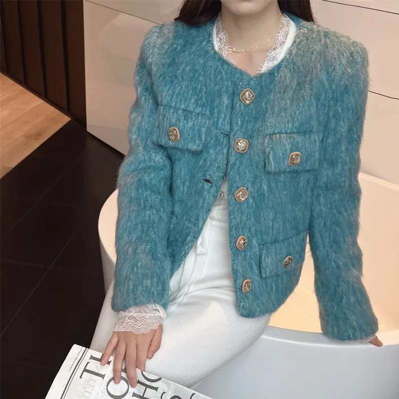 High Quality Small Fragrant Green Wool Coats Jacket For Women's Female Chic Long Sleeve Outwear Top Casaco Overcoat
High Quality Small Fragrant Green Wool Coats Jacket For Women's Female Chic Long Sleeve Outwear Top Casaco Overcoat