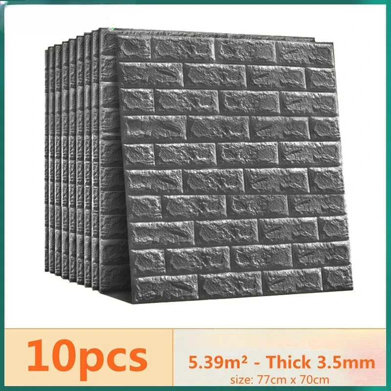 

10pc 77*70cm 3D Wall Sticker Imitation Brick Bedroom Waterproof Self-adhesive Wallpaper for Living Room TV Backdrop Decor
