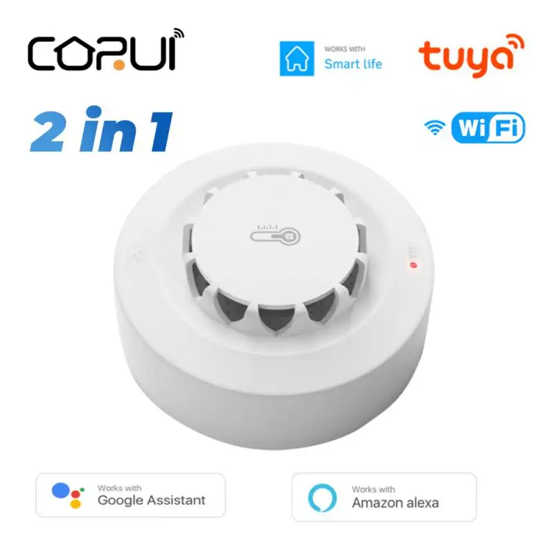 CORUI Tuya WIFI Smart Smoke Detector & Temperature Humidity Sensor 2 In 1 80dB Alarm Sensor For Smart Life Alexa Google Home
CORUI Tuya WIFI Smart Smoke Detector & Temperature Humidity Sensor 2 In 1 80dB Alarm Sensor For Smart Life Alexa Google Home