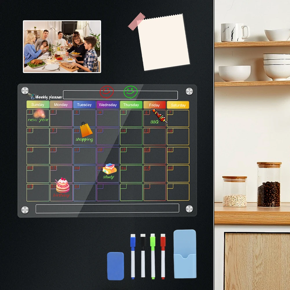 4 Markers Magnetic Calendar Fridge Monthly And Weekly Planner With Magnetic Reusable Pen Holder Accessories For Home Decoration
4 Markers Magnetic Calendar Fridge Monthly And Weekly Planner With Magnetic Reusable Pen Holder Accessories For Home Decoration