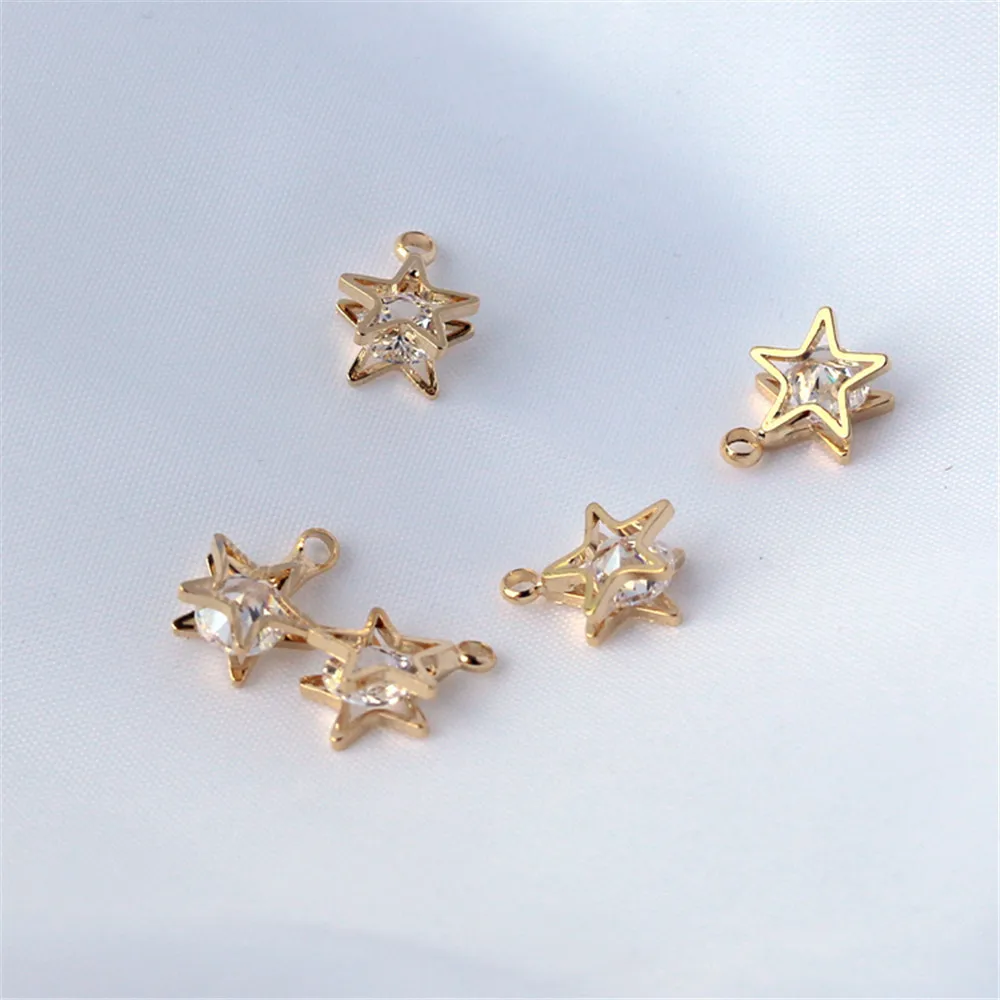 14k gold color retaining inlaid zircon sandwich five-pointed star/8mm pendant diy handmade accessories
14k gold color retaining inlaid zircon sandwich five-pointed star/8mm pendant diy handmade accessories