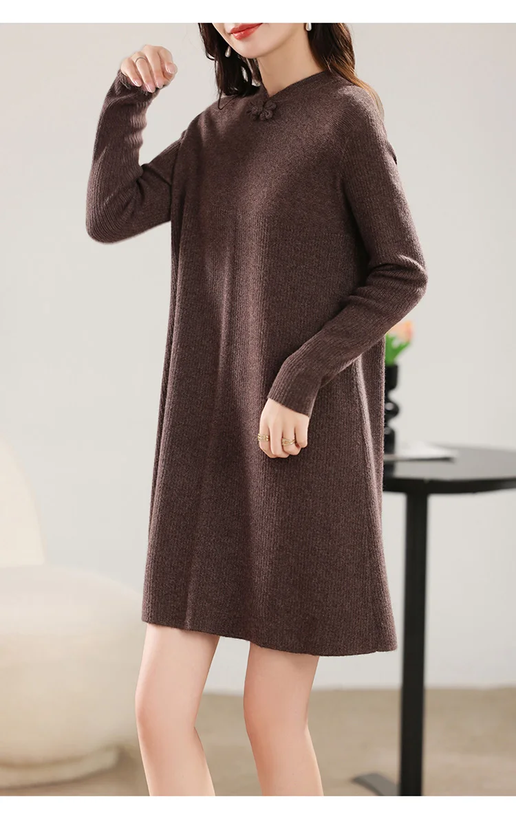 فستان نسائي طويل محبوك ، صوف ميرينو ، فستان تنحيف ، الأكثر مبيعًا في الشتاء والخريف ، جديد فستان نسائي طويل محبوك ، صوف ميرينو ، فستان تنحيف ، الأكثر مبيعًا في الشتاء والخريف ، جديد