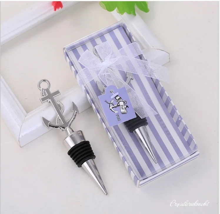 

20pcs/lot Wedding Favor Gift and Giveaways for Man Guest -- Nautical Themed Anchor Wine Bottle Stopper Party Souvenir