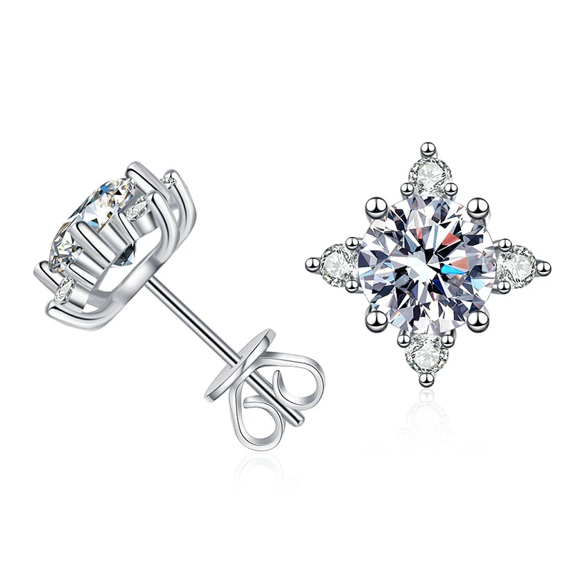 NeeTim 1ct 6.5mm D Color Moissanite Earrings 925 Sterling Silver with White Gold Plated Stud Earring Wedding Jewelry for Women 15 S0937b9e0e6ac40459fe3620c584f282eP