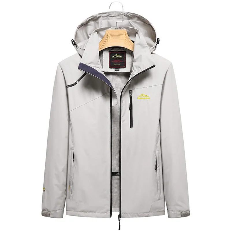 

Plus Size 8XL Jackets Men Sports Breathable Waterproof Hooded Windbreaker Coats Hiking Casual Tactics Military Outdoor Jacket