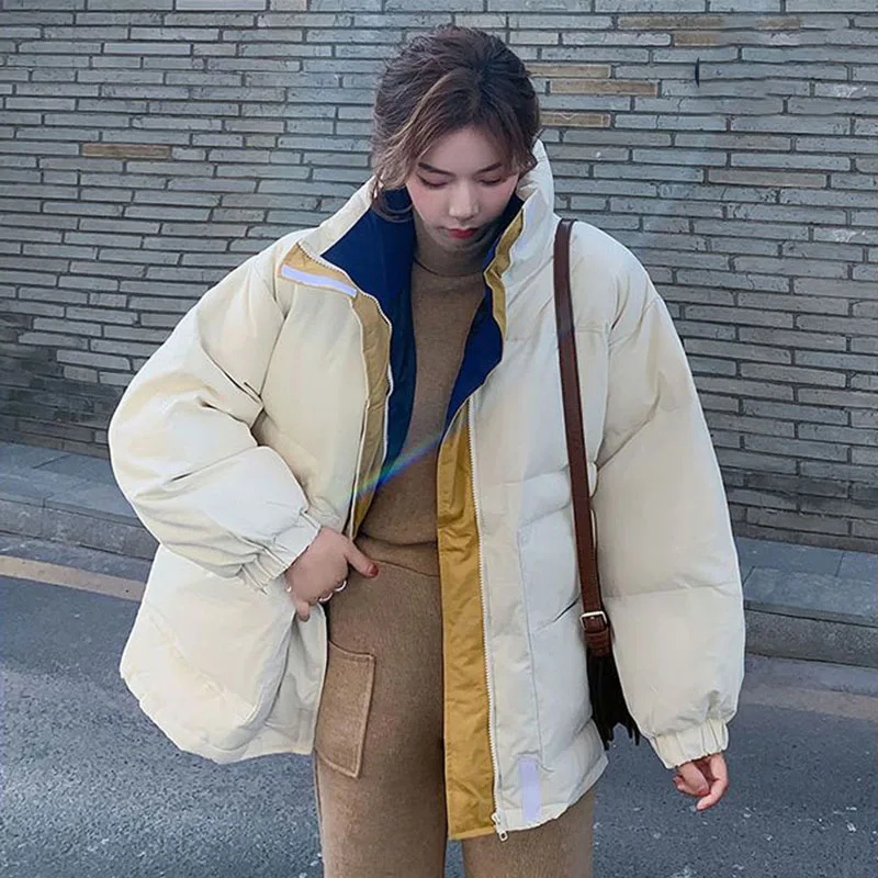 

2024 New Thicken Warm Cotton Padded Parka Female Outwear Women Coats Winter Parkas Jacket Fashion stand collar Bread Service Top