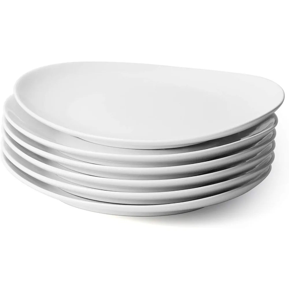 

Sweese White Dinner Plates Set of 6-11 Inch Porcelain Square Plates - Dishwasher, Microwave, Oven Safe, Scratch Resistant