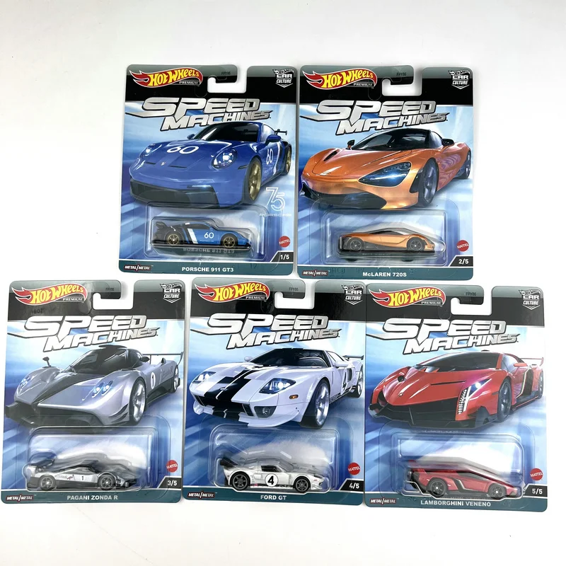 

Hot Wheels Premium Cars Speed Machine LAMBORGHINI VENENO/ PAGANI ZONDA R/ PORSCHE 911 GT3 1/64 Collection Die-cast Model FPY86