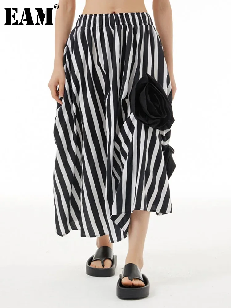 

Женская Асимметричная плиссированная юбка EAM, черная Свободная юбка с высокой эластичной талией, весна-лето 2024, 1DF9179