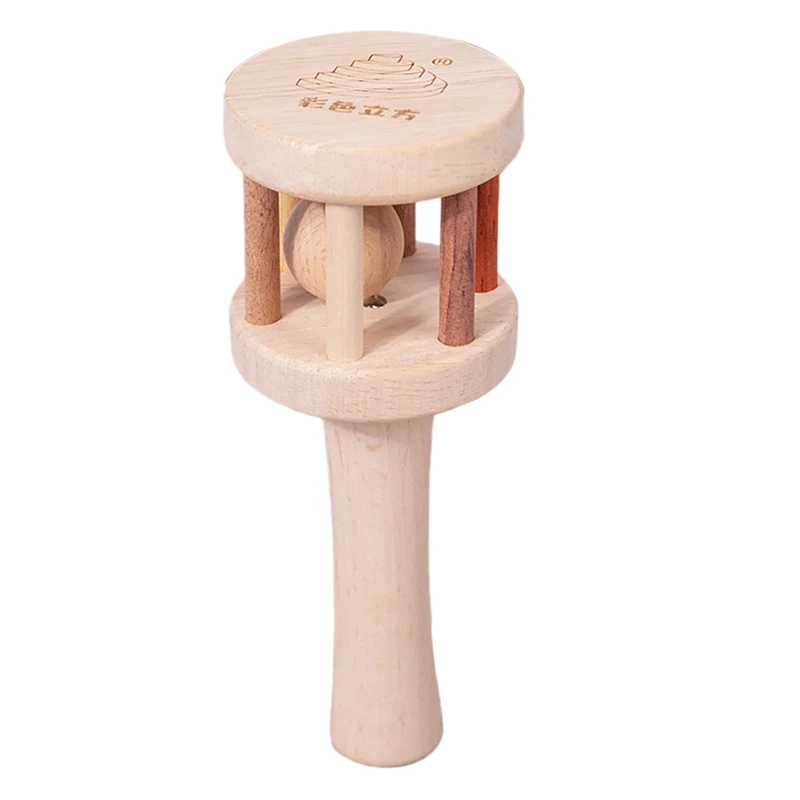 

Infant Beech Solid Wood Stroller Toy Early Childhood Education Trolley Hand Rattle Early Education Wooden Comfort Toy