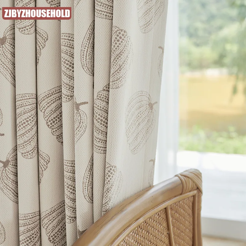 

French chenille jacquard cream curtains for living room bedroom blackout finished