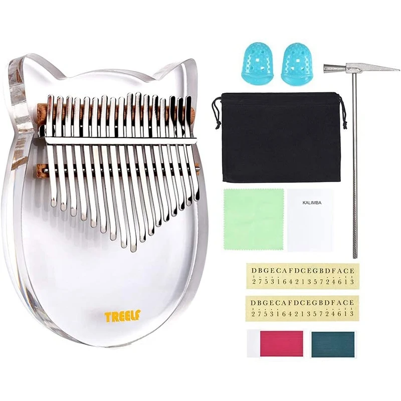 

17 Key Kalimba Acrylic Thumb Piano 17 Keys Mbira Transparent Musical Keyboard Instrument With Tuner Hammer