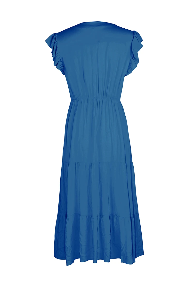 New Women's Spring Summer Leisure Vacation A Line Dress V Neck Sexy Flying Sleeve Solid Color Dresses New Women's Spring Summer Leisure Vacation A Line Dress V Neck Sexy Flying Sleeve Solid Color Dresses