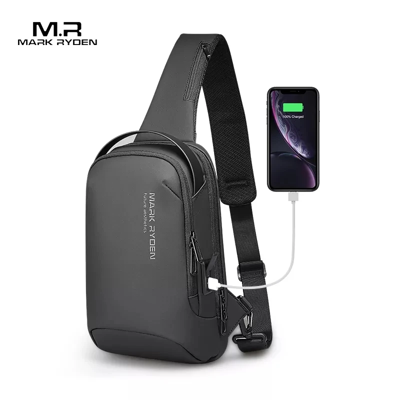 

Mark Ryden Men Travel Shoulder Bag Water-repellent Sports Chest Bag Anti-theft Crossbody Bags USB Charging Messenger Bag