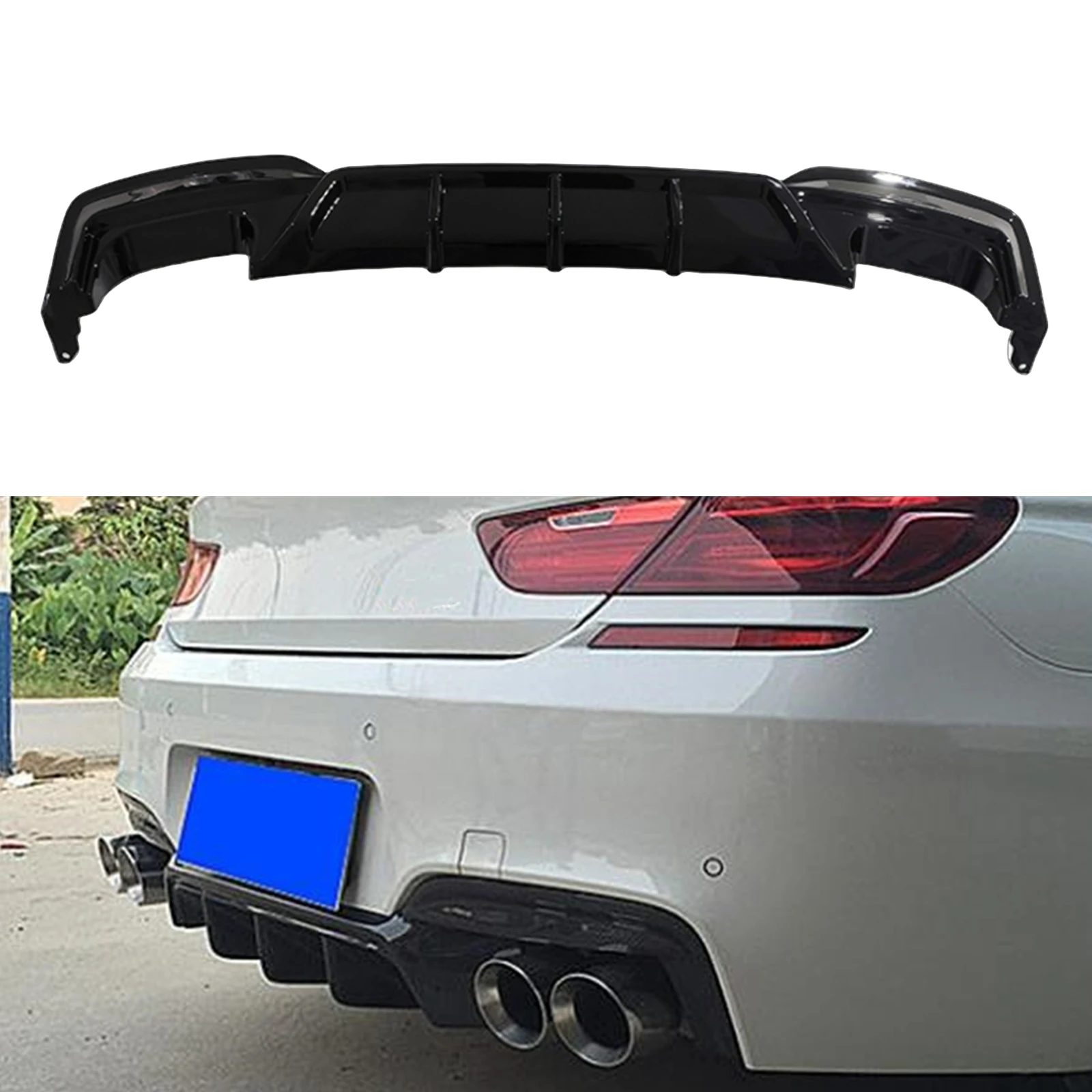 

For BMW F06 F12 F13 M Sport M6 2012-2016 Rear Bumper Diffuser Lip Gloss Black Tail Boot Spoiler Plate Body Splitter Protector