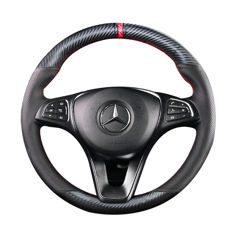 DIY suede carbon fiber hand sewn steering wheel cover For Mercedes benz C-Class c200l glc260 gla200 e300 E-Class car interior
DIY suede carbon fiber hand sewn steering wheel cover For Mercedes benz C-Class c200l glc260 gla200 e300 E-Class car interior