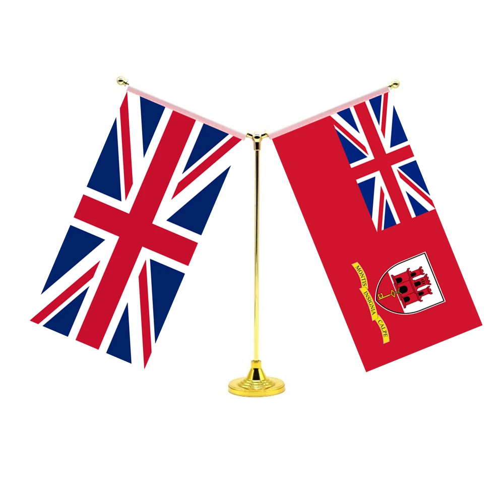 

14x28cm Mini British Territory Flag Office Decoration With Two Flags Of Britain UK United Kingdom And Gibraltar