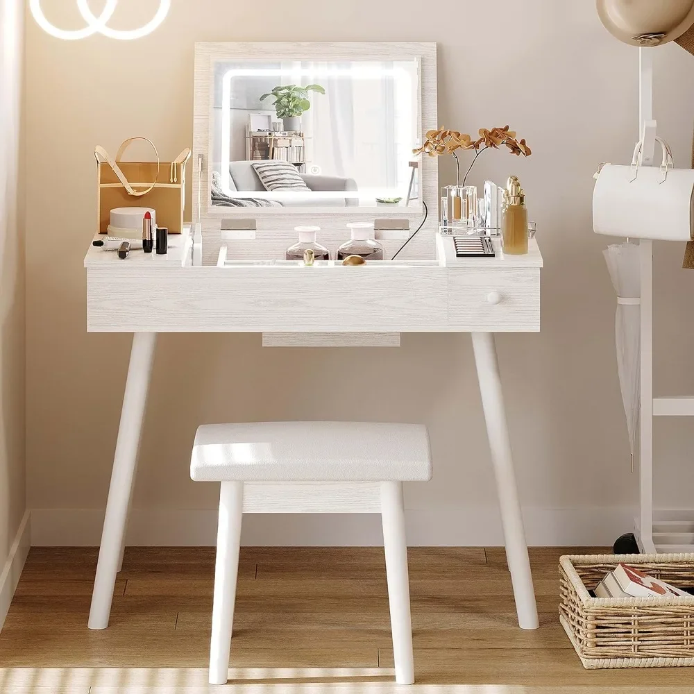 Makeup Vanity Organizer Black Home Furniture Luxury Vanity Desk Set With LED Lighted Mirror & Power Outlet for Bedroom Bathroom
Makeup Vanity Organizer Black Home Furniture Luxury Vanity Desk Set With LED Lighted Mirror & Power Outlet for Bedroom Bathroom