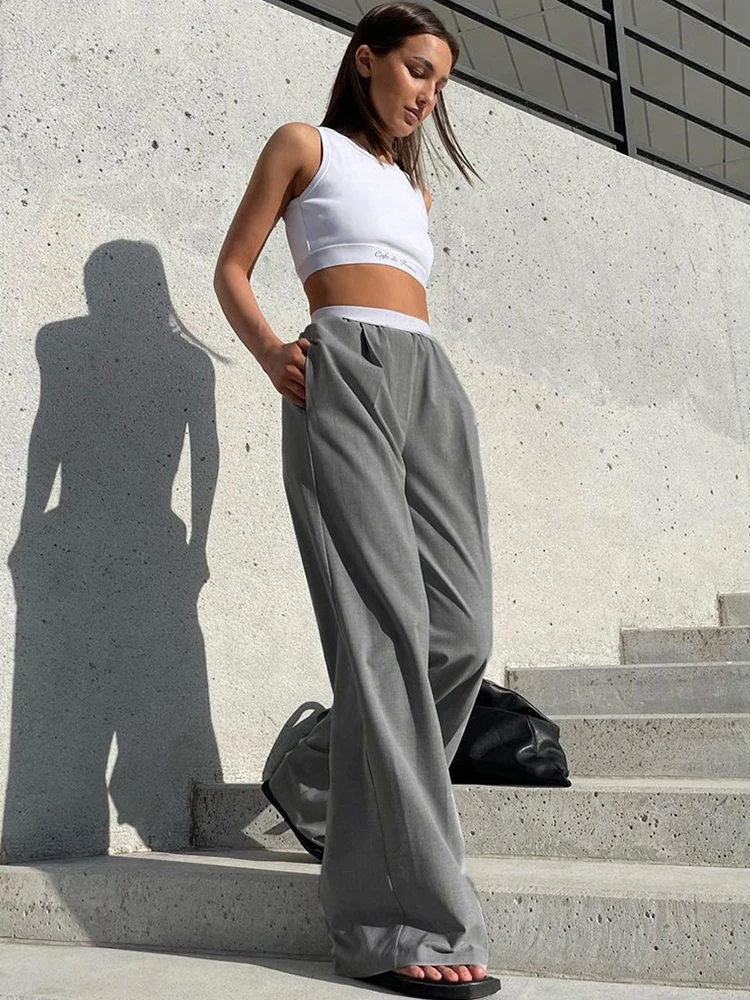 CamKemsey New 2022 Casual High Waist Spring Autumn Loose Wide Leg Mopping Pants For Women Gray Baggy Suit Trousers
CamKemsey New 2022 Casual High Waist Spring Autumn Loose Wide Leg Mopping Pants For Women Gray Baggy Suit Trousers