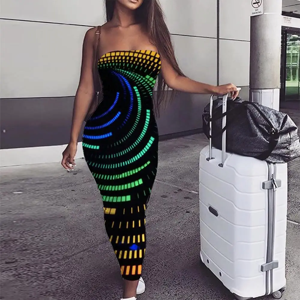 

KYKU Swirl Dress Women Compression Sundress Abstract 3d Print Music Boho Funny Party Womens Clothing Casual Ladies Cool Femme