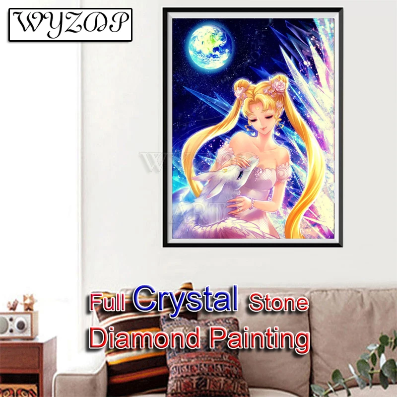 

Алмазная 5D картина «сделай сам», мультяшная девушка, полноразмерная Мозаика из кристаллов, Набор для вышивки крестиком, алмазная живопись, украшение для дома 230735