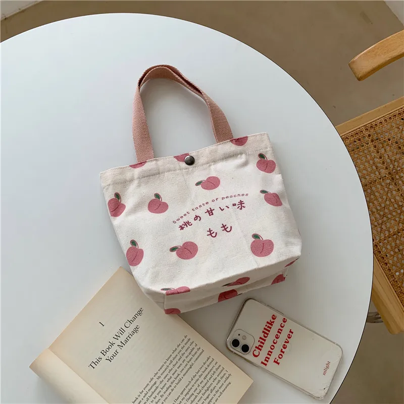 Japanese Peach Canvas Lunch Bag - Mini Tote for Women 3 S095aa61c97be45ec8aa830a3fde9cae9A