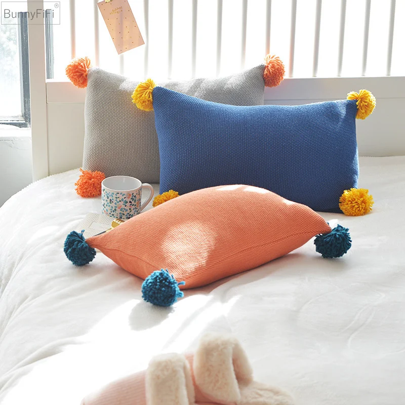 Knit Cushion Cover Solid Grey Blue Orange Pillow Case 35*50cm Pompom Ball Cushion Case Soft Sofa Bed Nursery Room Decorative
Knit Cushion Cover Solid Grey Blue Orange Pillow Case 35*50cm Pompom Ball Cushion Case Soft Sofa Bed Nursery Room Decorative