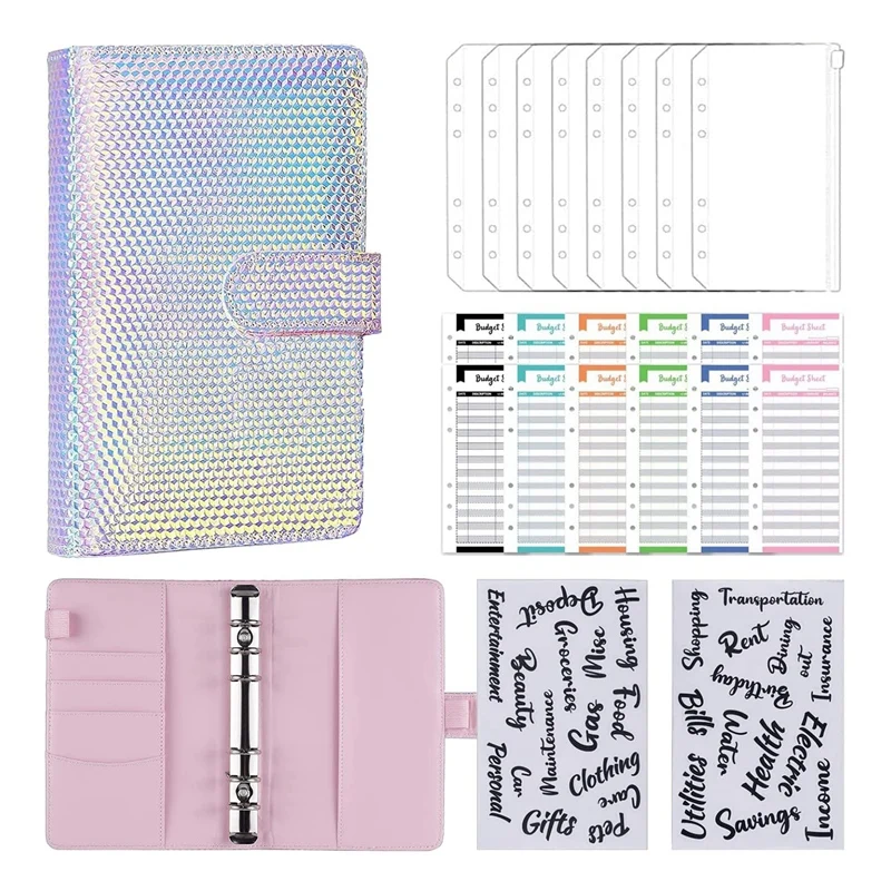 A6 Money Budget Ring Binder,Cash Stuffing Budget Wallet Planner Binder With Cash Envelope, Money Folder Wallet Organiser 
A6 Money Budget Ring Binder,Cash Stuffing Budget Wallet Planner Binder With Cash Envelope, Money Folder Wallet Organiser