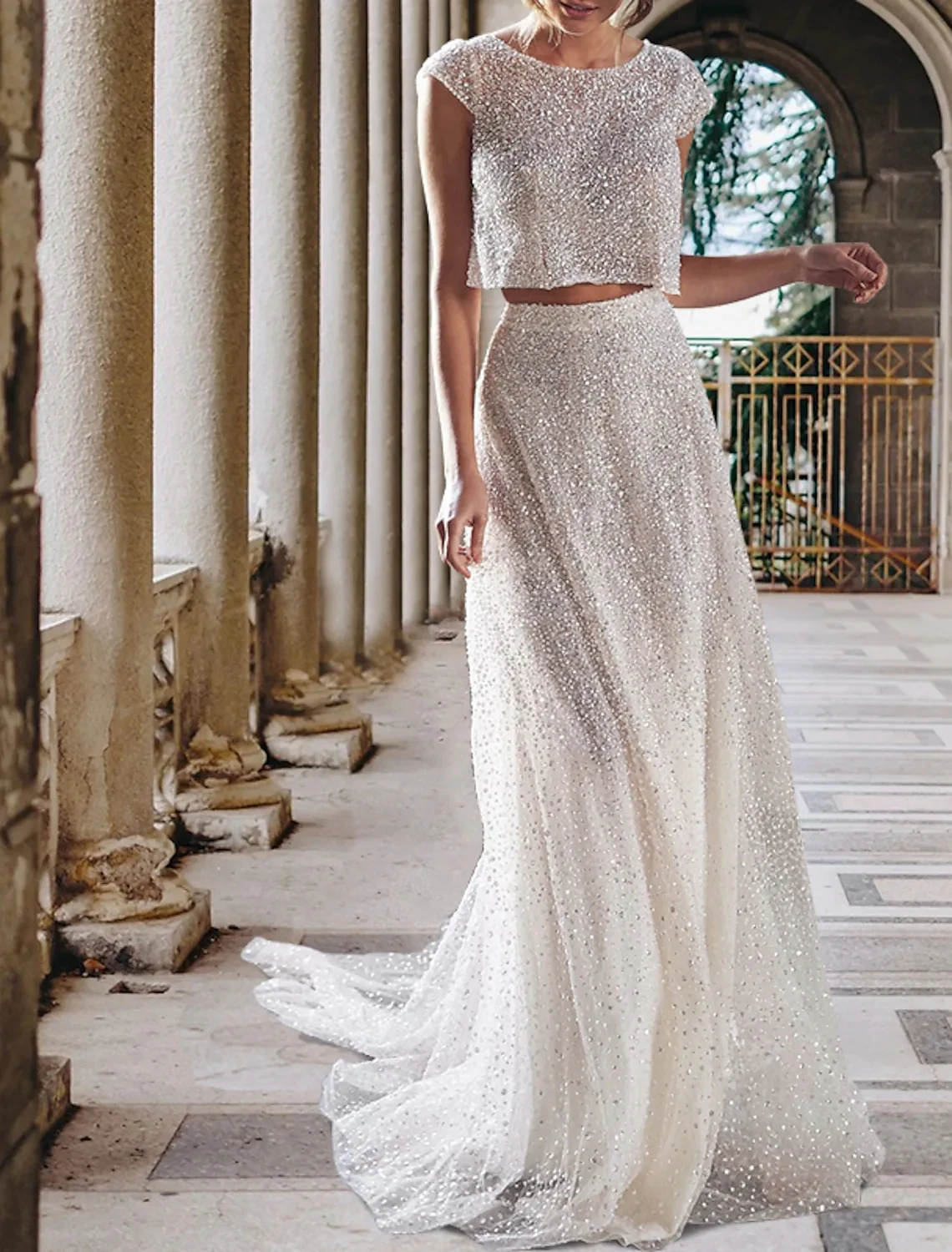 Sparkle Two Piece A-Line Evening Dresses Jewel Neck Backless Sequin Prom Formal Gowns New Arabic Dubai Robe De Soiree
Sparkle Two Piece A-Line Evening Dresses Jewel Neck Backless Sequin Prom Formal Gowns New Arabic Dubai Robe De Soiree