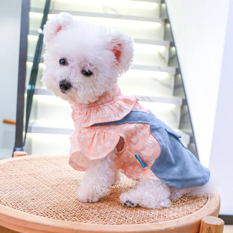 Summer Cute Bear Denim Dress For Dog Summer Cute Bear Denim Dress For Dog