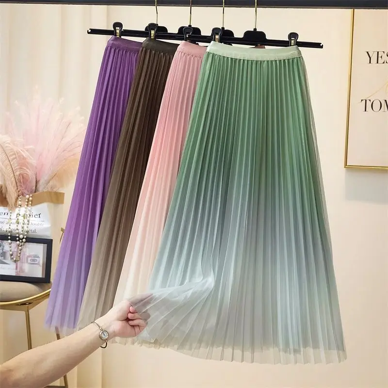 Women 2024 Spring Summer Fashion Gradient Gauze Loose Skirts Female High Waist Pleated Skirts Ladies Long Casual Skirts O675
Women 2024 Spring Summer Fashion Gradient Gauze Loose Skirts Female High Waist Pleated Skirts Ladies Long Casual Skirts O675