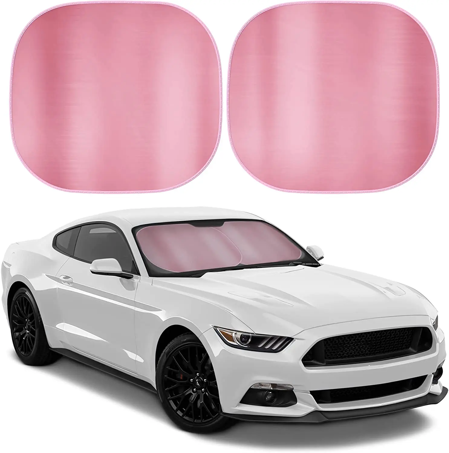 

BDK 2PC Metallic Pink Car Window Sun Shade Auto Shade for Windshield Visor, Block UV Reflect Heat to Keep Your Car SUV Truck, 31