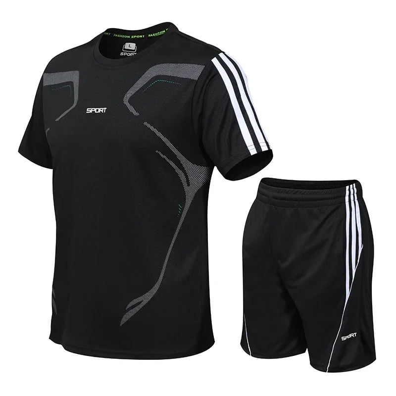 2024 Men's and women's short-sleeved tracksuit, Running T-shirt + Shorts, Outdoor fitness, Summer, new, 2-piece set
2024 Men's and women's short-sleeved tracksuit, Running T-shirt + Shorts, Outdoor fitness, Summer, new, 2-piece set