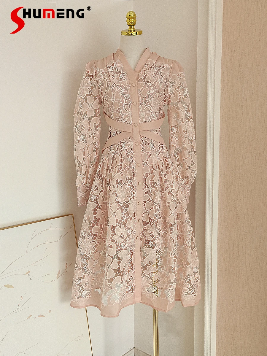 2024 Spring Summer New Fashion Embroidered Hollow Pleated Waist Tight Slim V-neck Shirt Vacation Style Long Sleeve Dresses
2024 Spring Summer New Fashion Embroidered Hollow Pleated Waist Tight Slim V-neck Shirt Vacation Style Long Sleeve Dresses