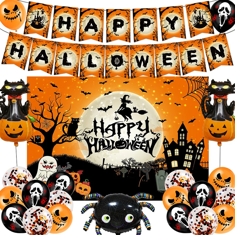 Halloween Theme Party Balloons Flag Background Cloth Halloween Set Decoration Atmosphere Party
Halloween Theme Party Balloons Flag Background Cloth Halloween Set Decoration Atmosphere Party