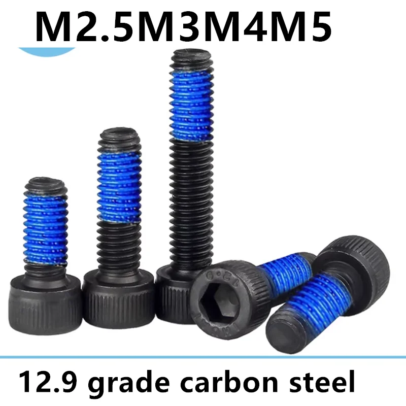 M2.5M3M4M5 12.9 grade hex hexagon socket cap head black screw anti-loose shakeproof paint treatment blue glue screw 1174
M2.5M3M4M5 12.9 grade hex hexagon socket cap head black screw anti-loose shakeproof paint treatment blue glue screw 1174