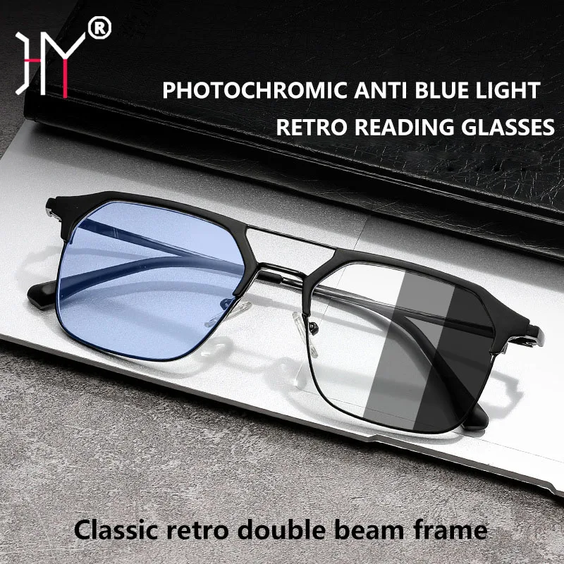 HUYING Retro Double Beam Frame Photochromic Reading Glasses Anti Blue Light Men Presbyopia Computer Eyeglasses Diopter 0 To +6.0
HUYING Retro Double Beam Frame Photochromic Reading Glasses Anti Blue Light Men Presbyopia Computer Eyeglasses Diopter 0 To +6.0