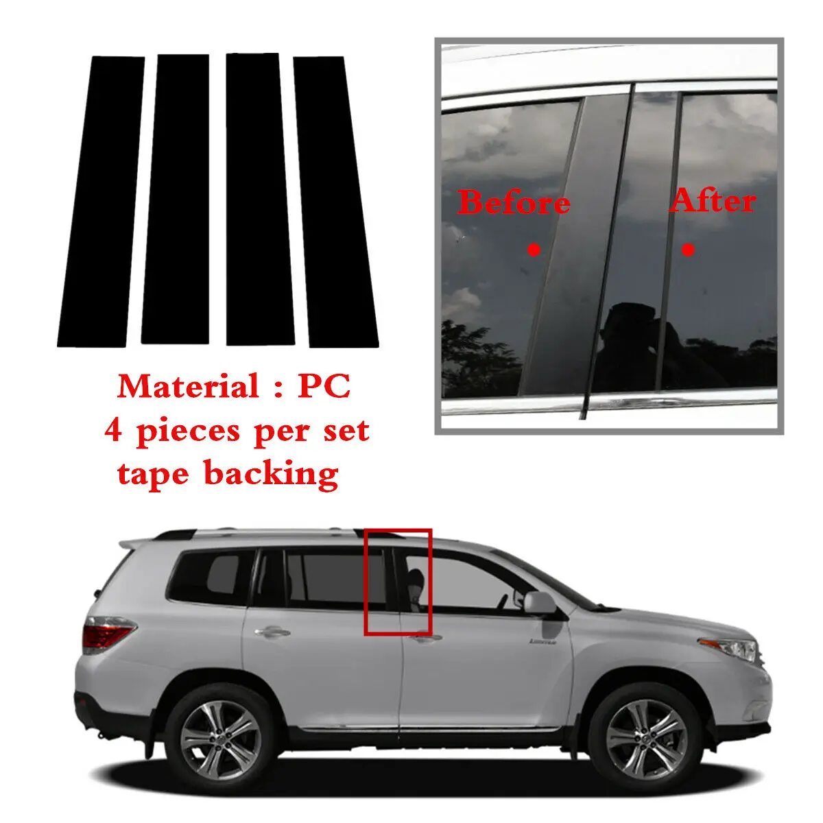 New Fit For TOYOTA Highlander 2008-2013 2014-2019 Left Right Door Window Trim Applique Pillar Posts Piano Cover Gloss Black
New Fit For TOYOTA Highlander 2008-2013 2014-2019 Left Right Door Window Trim Applique Pillar Posts Piano Cover Gloss Black