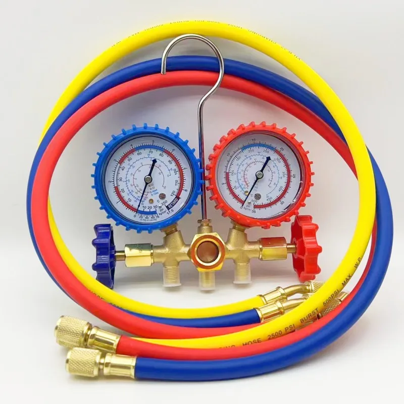 For R12 R22 R404A R134A Refrigerant Manifold Gauge SET Air Condition Refrigeration Set Air Conditioning Tools Hose and Hook Tool
For R12 R22 R404A R134A Refrigerant Manifold Gauge SET Air Condition Refrigeration Set Air Conditioning Tools Hose and Hook Tool
