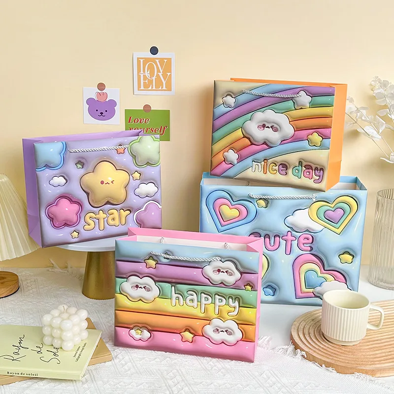 Gift Bag Cartoon Three-Dimensional Relief Shopping Mall Paper Bag Student Gift Wrapping Tote Bags Fashion Personality Kawaii
Gift Bag Cartoon Three-Dimensional Relief Shopping Mall Paper Bag Student Gift Wrapping Tote Bags Fashion Personality Kawaii