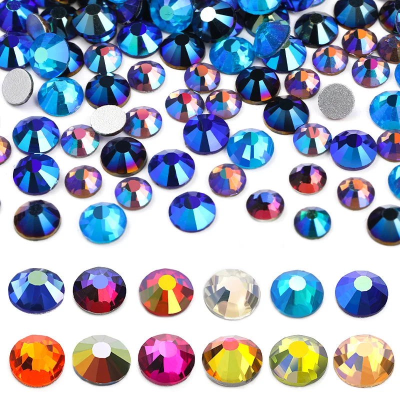 

SS6-SS30 AB Color Crystal Nail Rhinestones Flatback Glass Glitter Strass стразы для рукоделия Shiny Decorations Decoracion