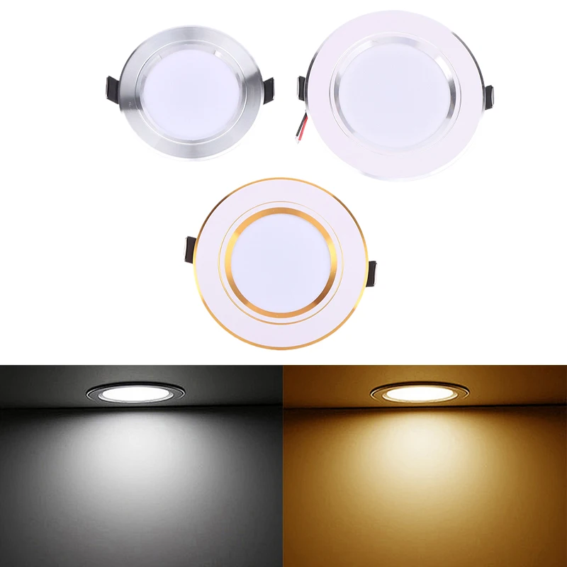 

5W 9W 12W LED Downlight Round Panel Light Cold Warm White Spot Lamp 220V Ceiling Light Recessed Down Light