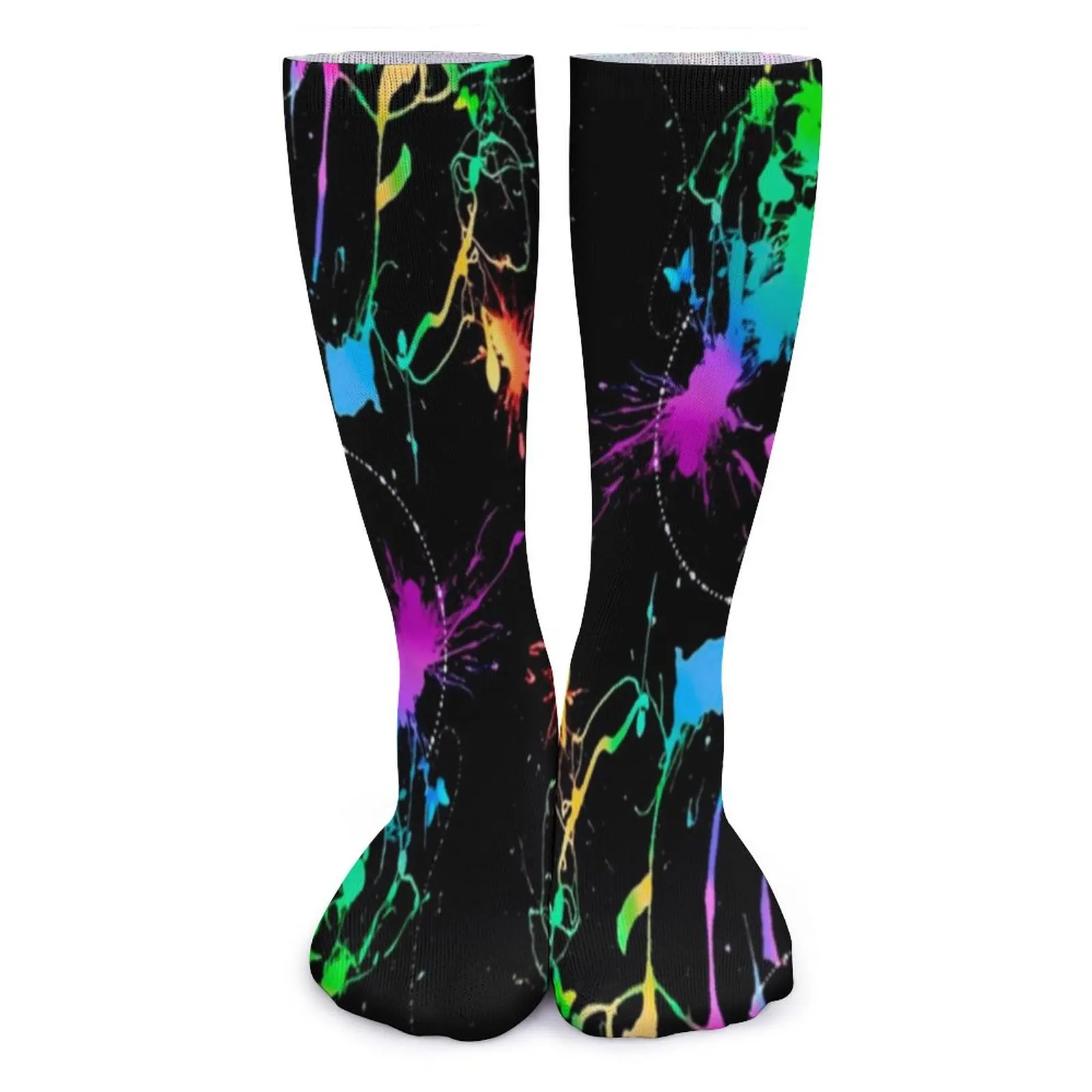 

Цветные неоновые обезболивающие Носки с рисунком брызг женские теплые мягкие спортивные носки для бега осенние дизайнерские противоскользящие носки
